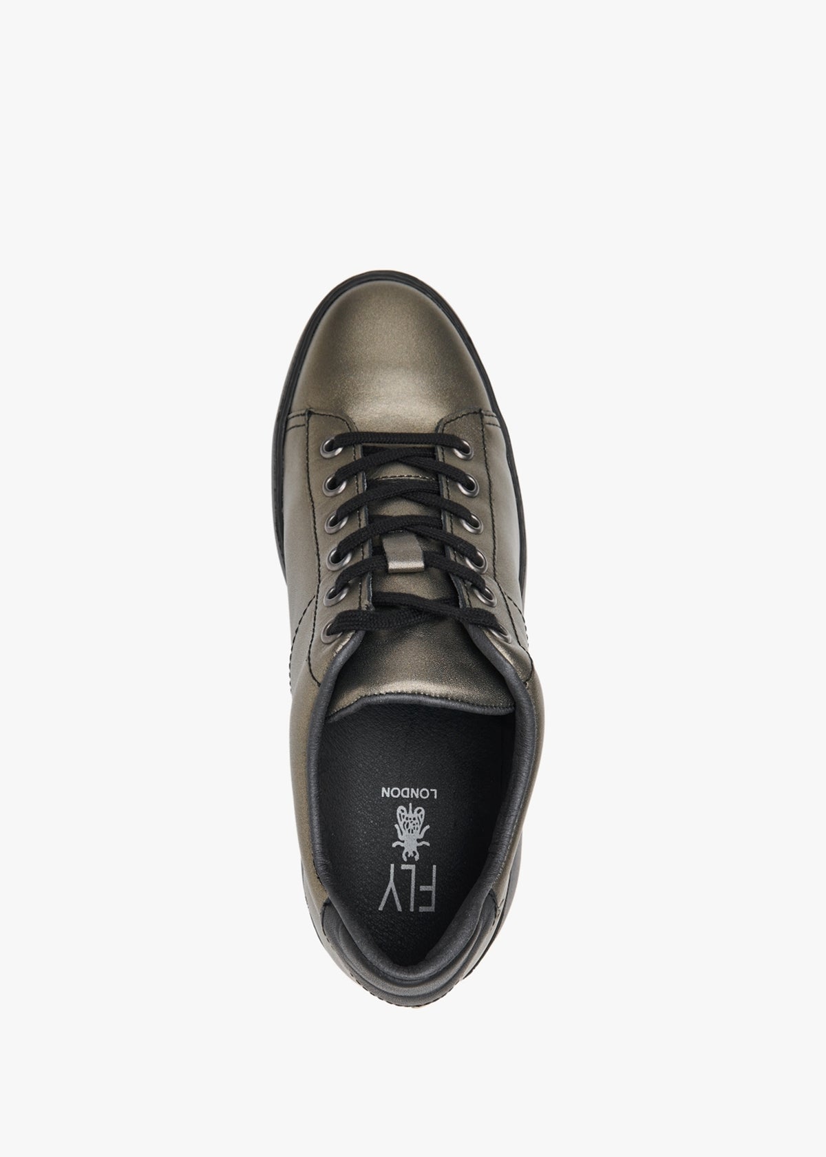 Delf Graphite Leather Wedge Trainers
