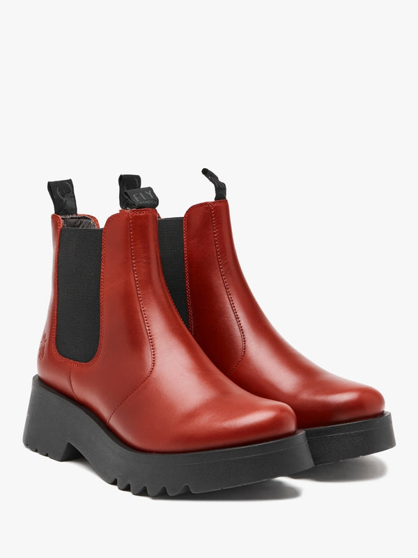 Medi Red Leather Chunky Chelsea Boots