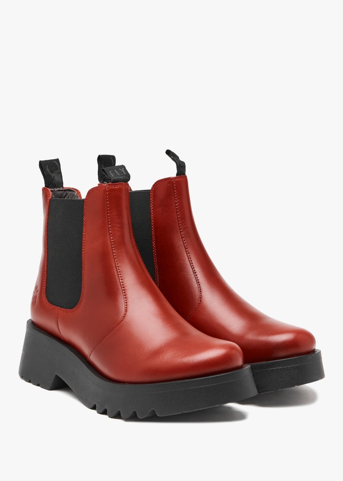 Medi Red Leather Chunky Chelsea Boots