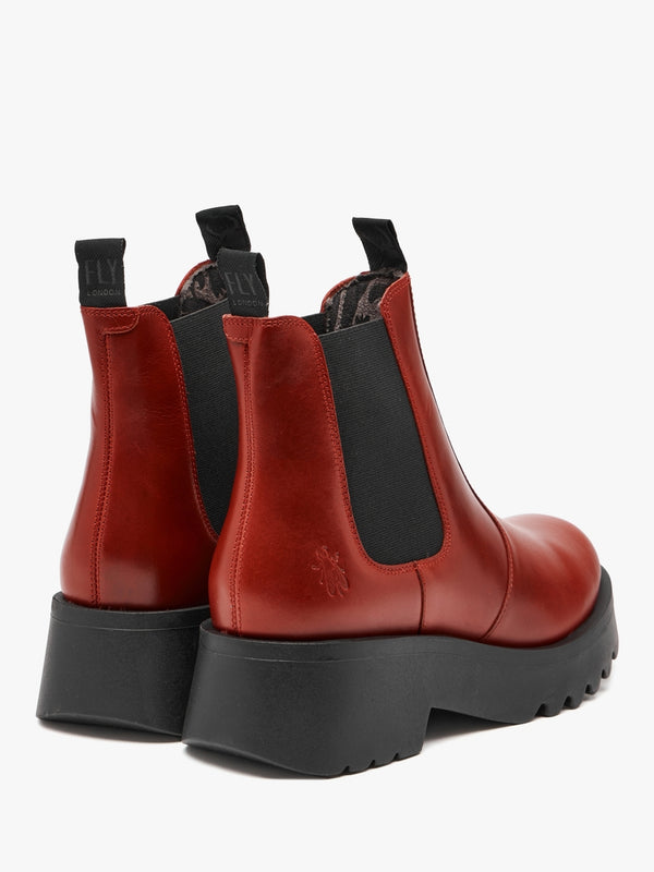 Medi Red Leather Chunky Chelsea Boots