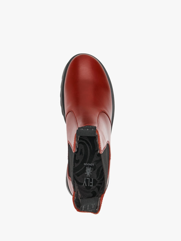 Medi Red Leather Chunky Chelsea Boots