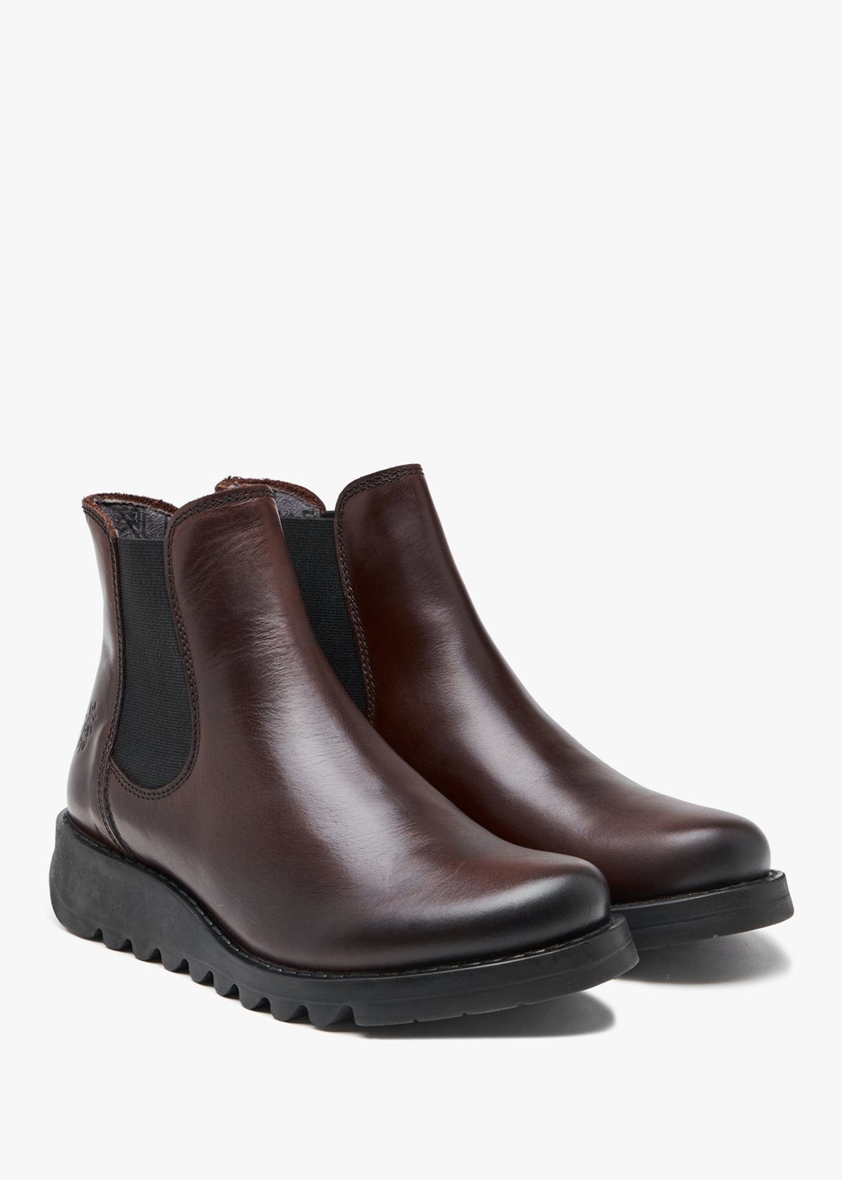 Salv Wine Black Leather Wedge Chelsea Boots