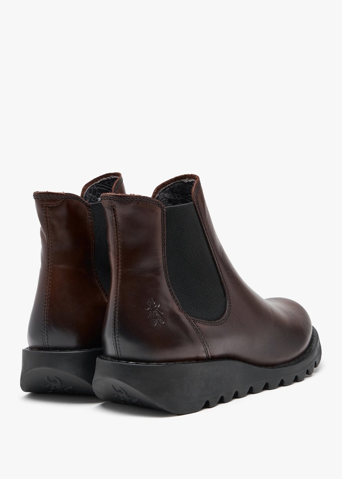 Salv Wine Black Leather Wedge Chelsea Boots
