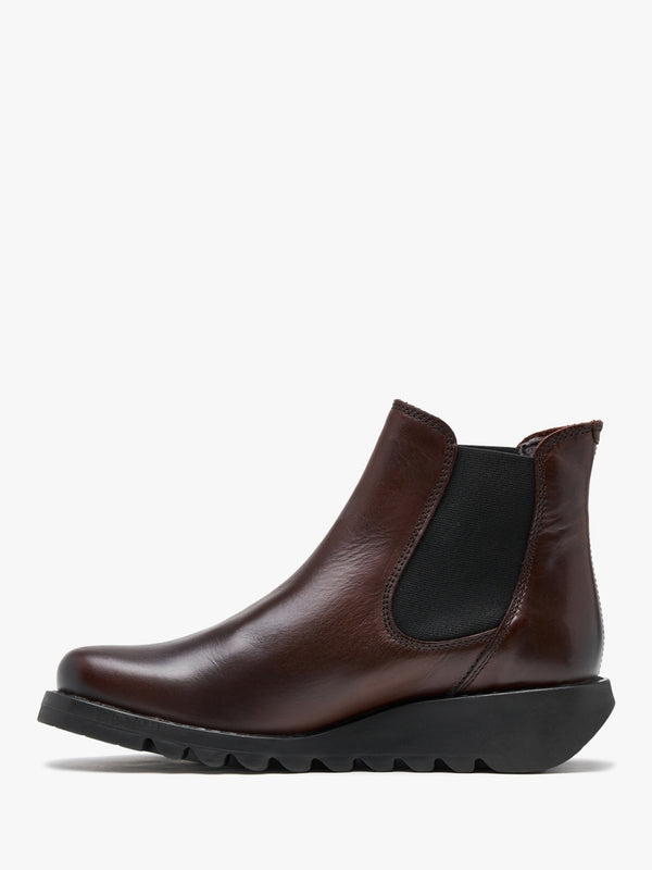 Salv Wine Black Leather Wedge Chelsea Boots
