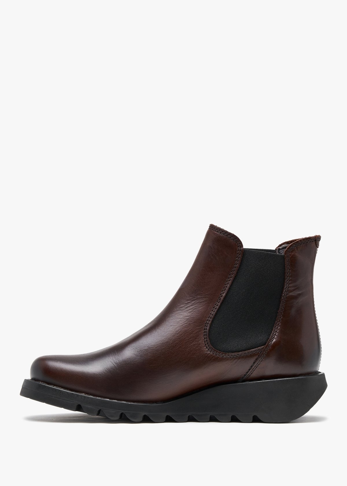 Salv Wine Black Leather Wedge Chelsea Boots