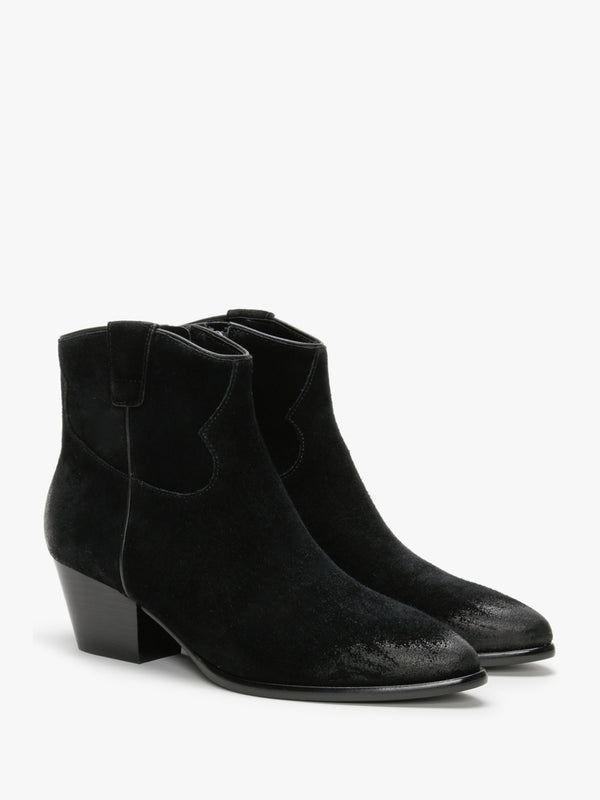 Houston Black Suede Western Boots