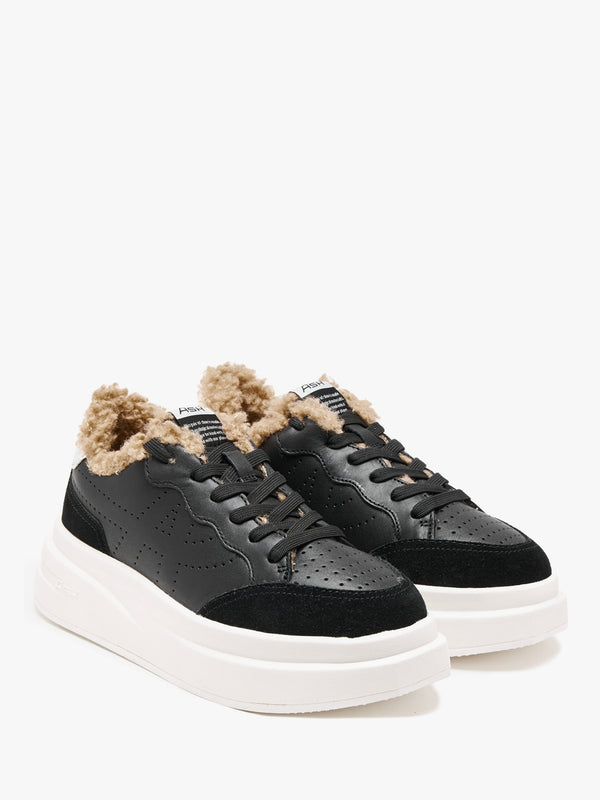 Impuls Fur Black White Chrome Free Leather Platform Trainers