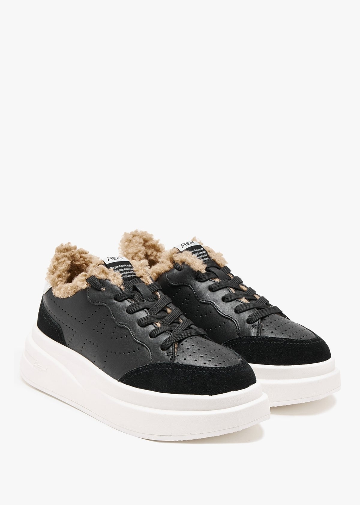 Impuls Fur Black White Chrome Free Leather Platform Trainers