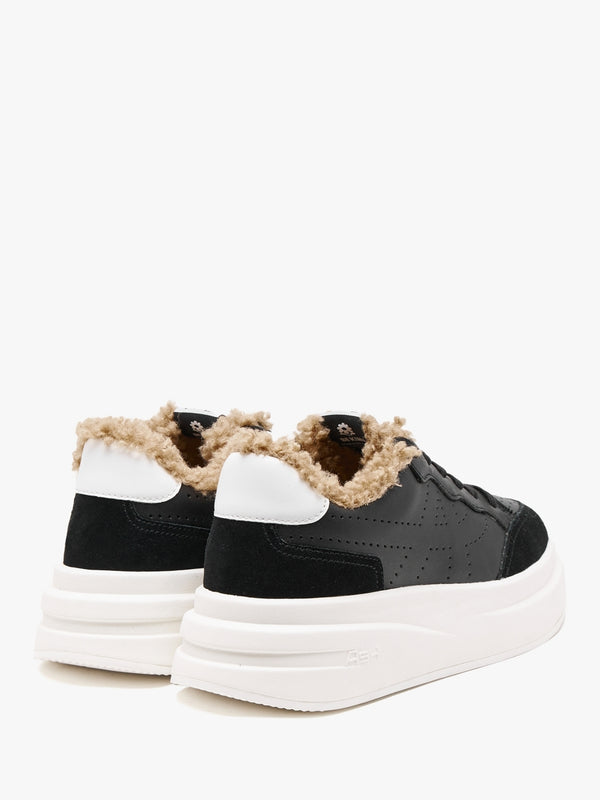 Impuls Fur Black White Chrome Free Leather Platform Trainers