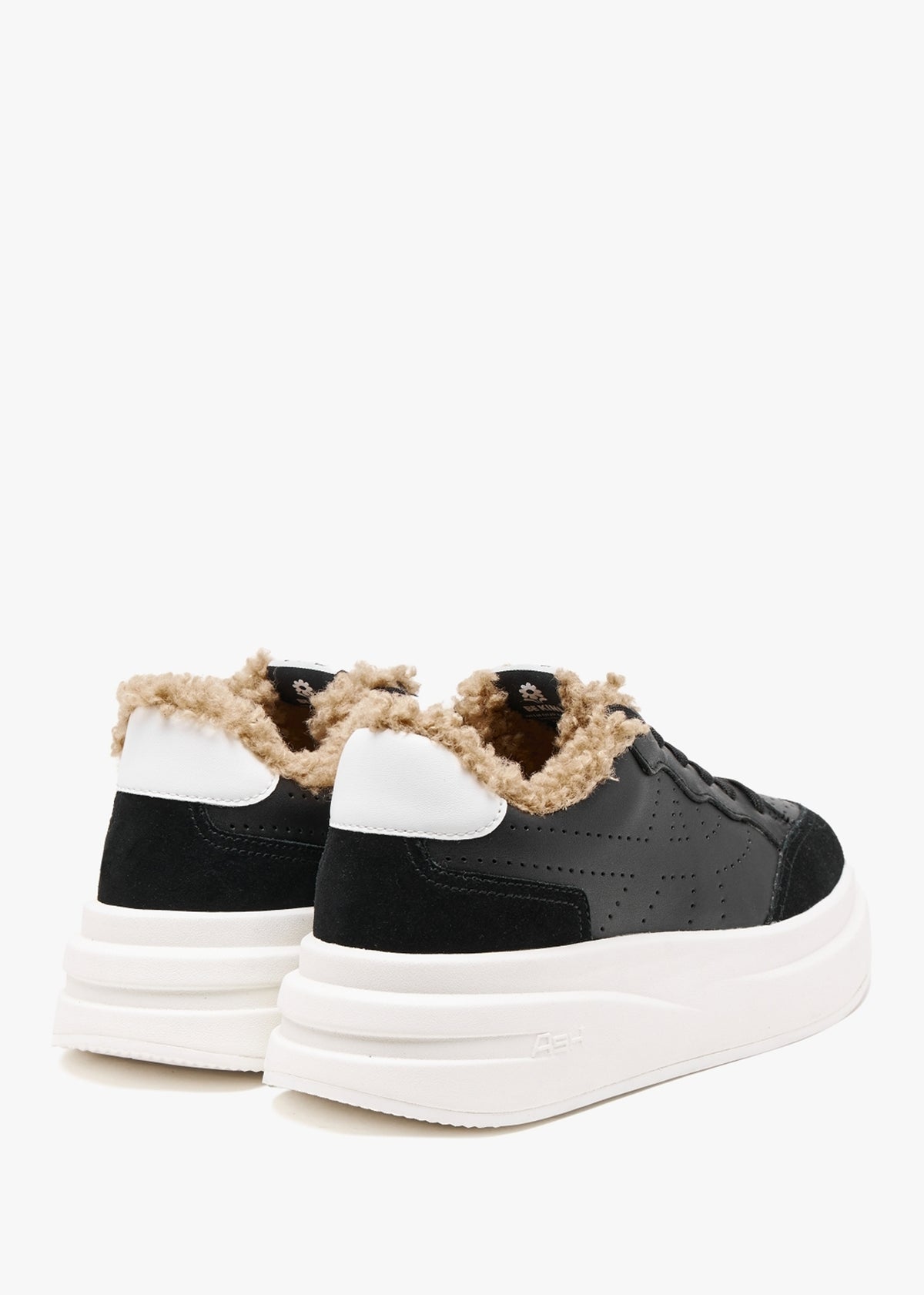 Impuls Fur Black White Chrome Free Leather Platform Trainers