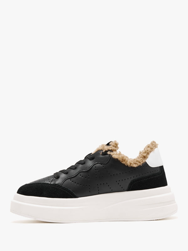 Impuls Fur Black White Chrome Free Leather Platform Trainers