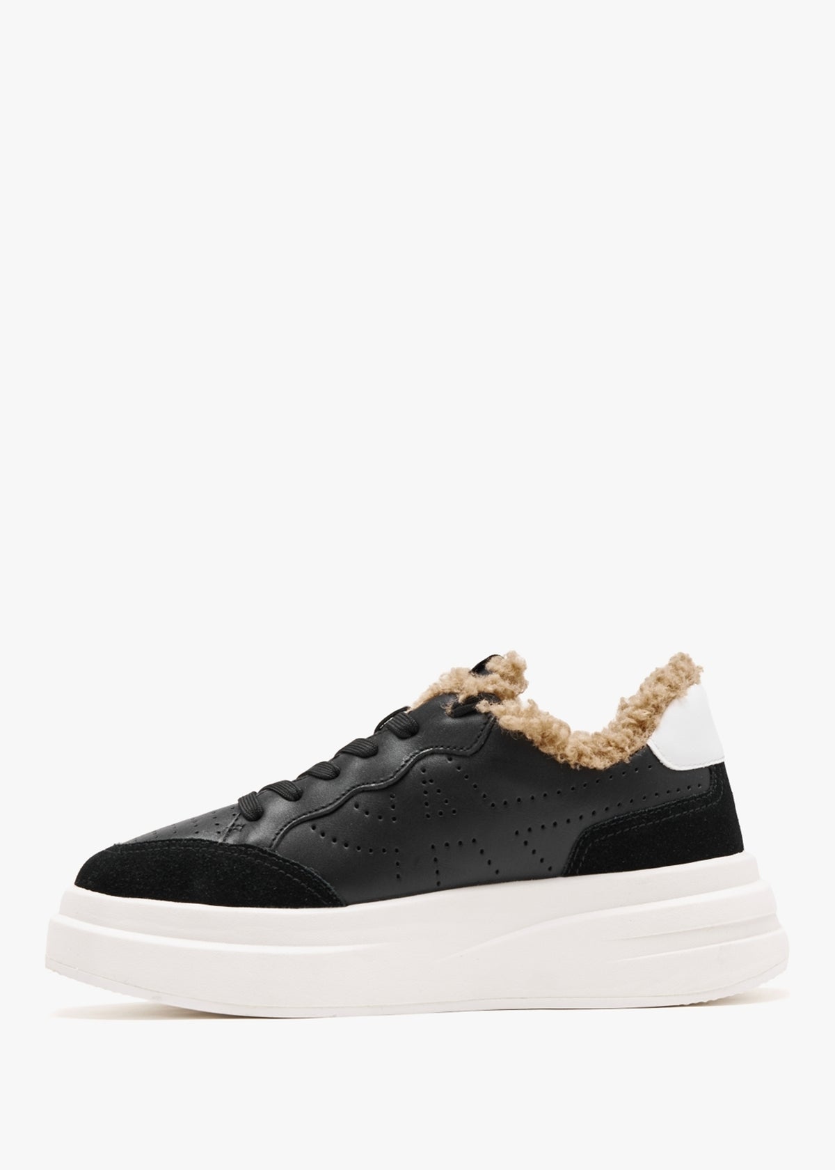 Impuls Fur Black White Chrome Free Leather Platform Trainers
