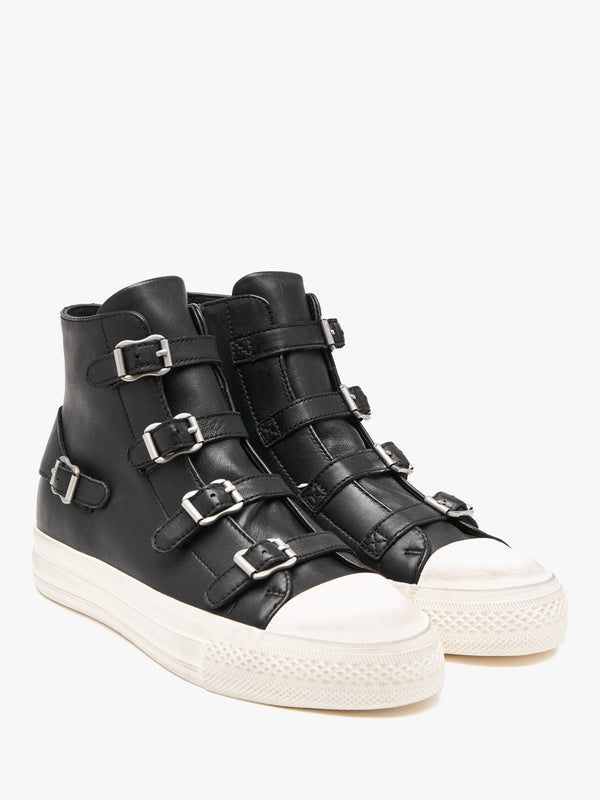Virgin Black Leather High Top Trainers