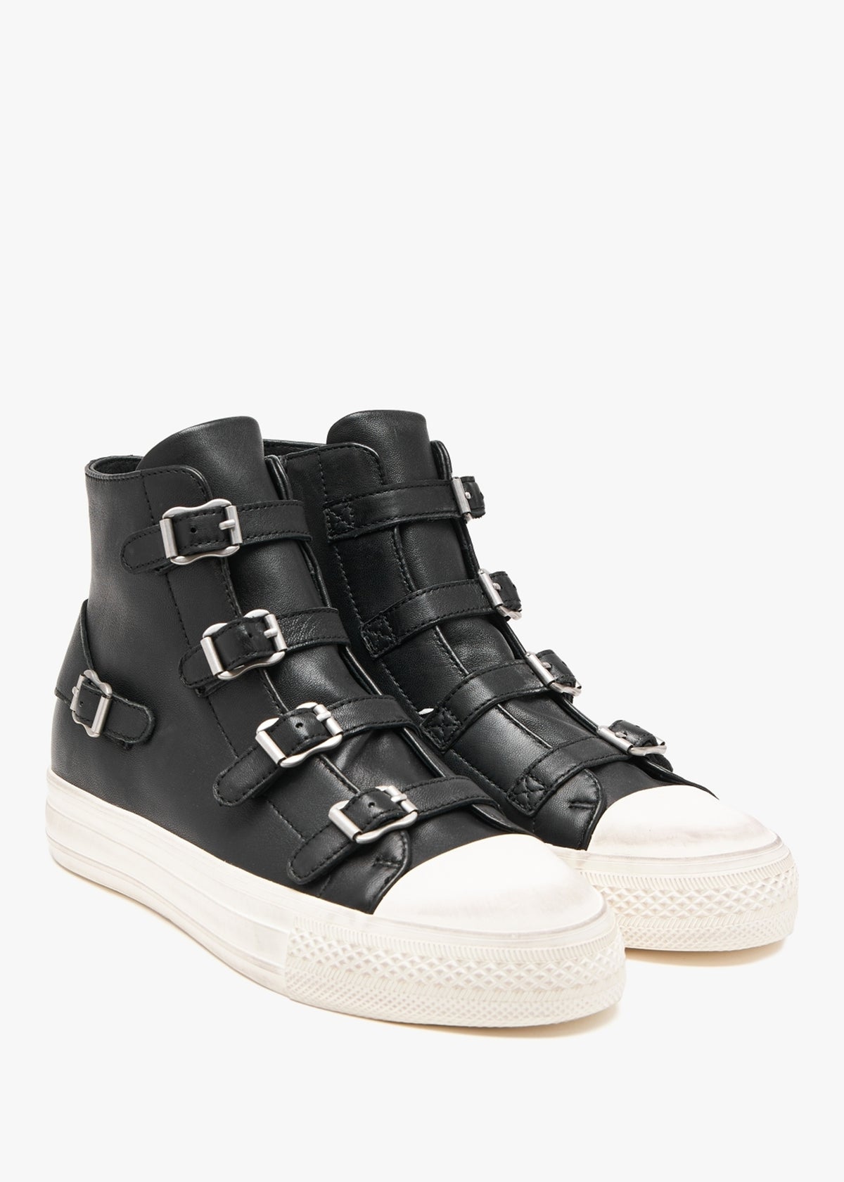 Virgin Black Leather High Top Trainers