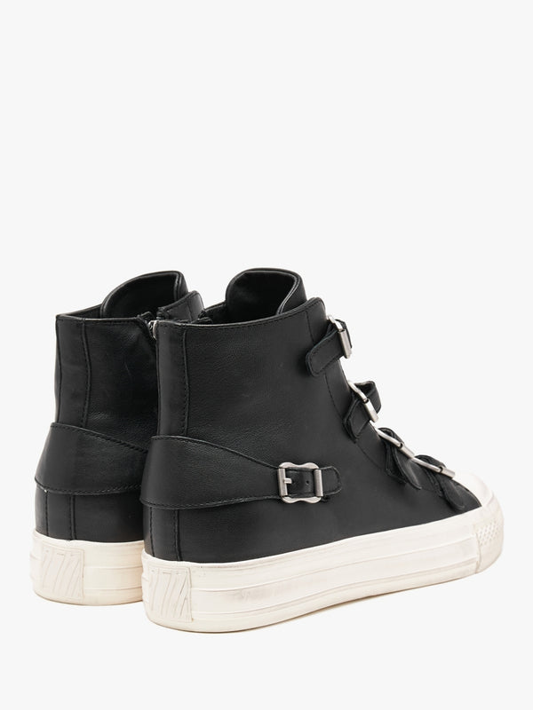 Virgin Black Leather High Top Trainers