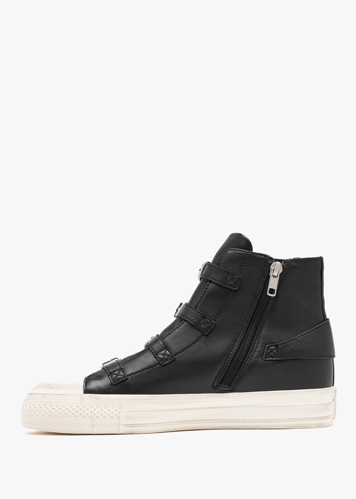 Virgin Black Leather High Top Trainers