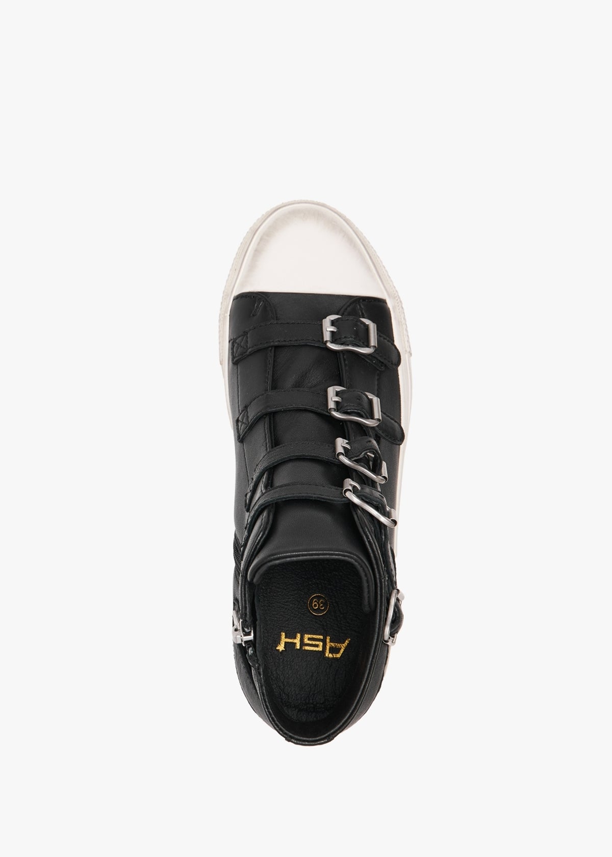 Virgin Black Leather High Top Trainers
