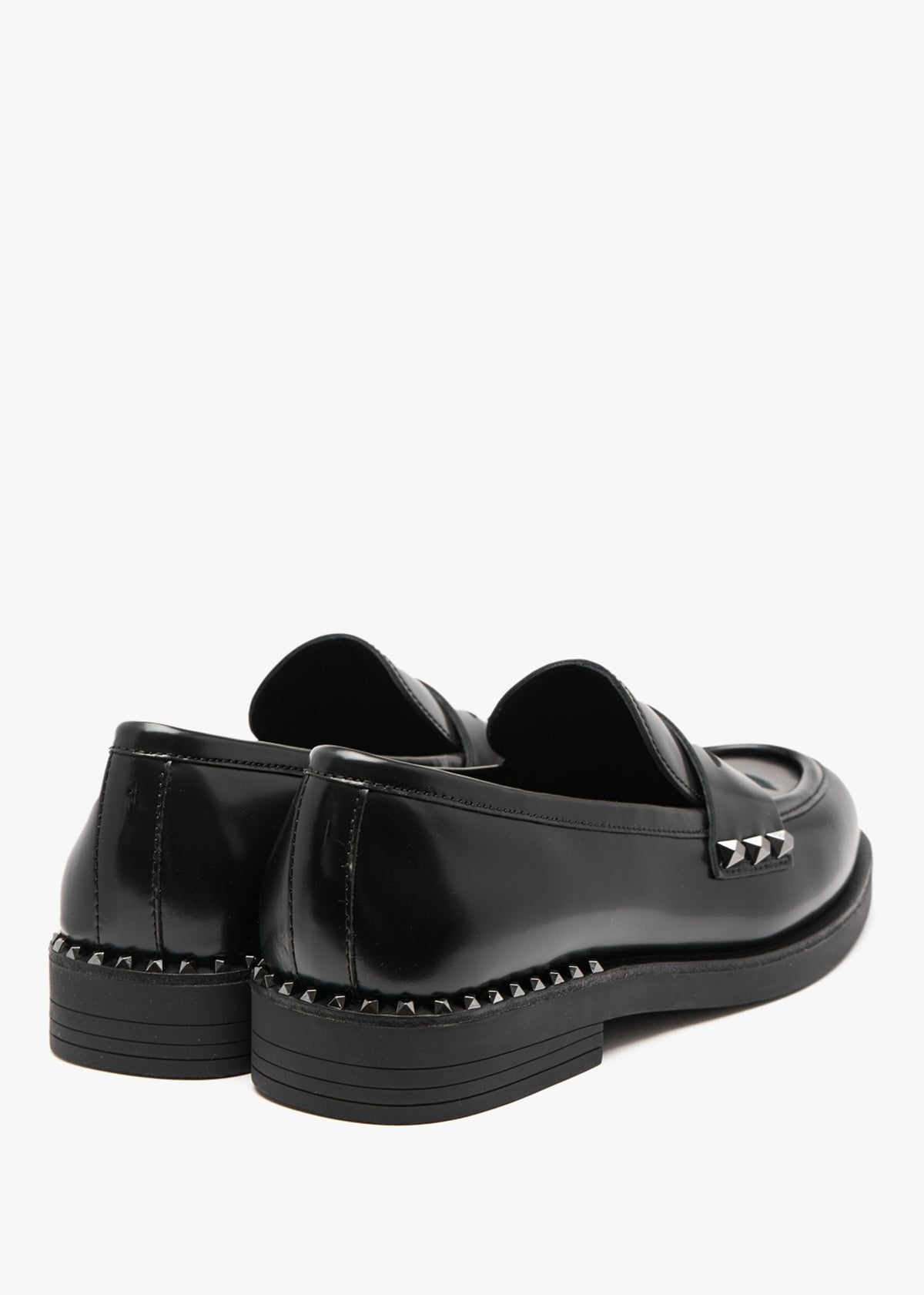 Whisper Studs Black Leather Loafers