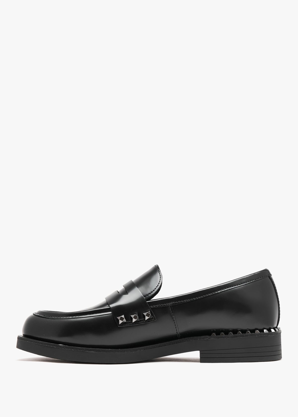 Whisper Studs Black Leather Loafers