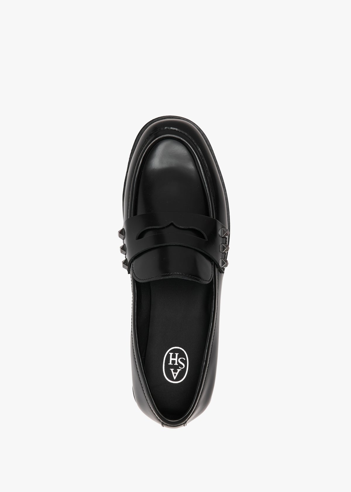 Whisper Studs Black Leather Loafers