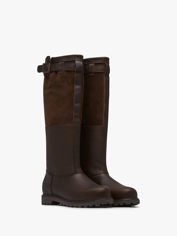 Acorn Dark Brown Leather & Suede Knee Boots