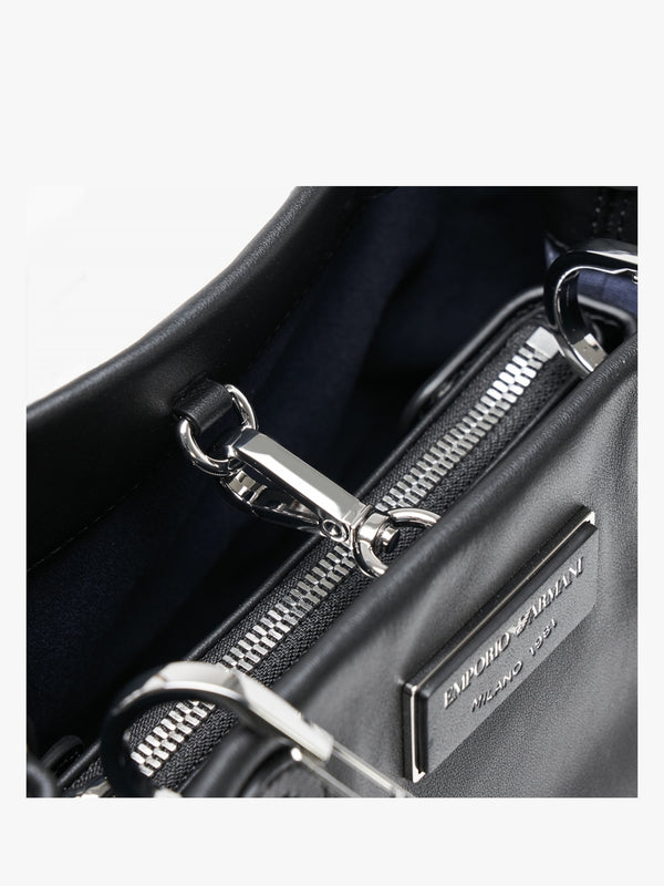 Small Black Leather Tote Bag