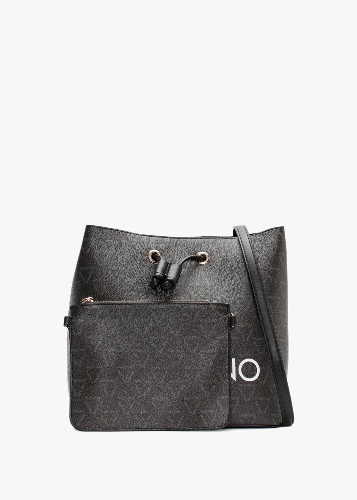 Liuto Black Repeat Logo Bucket Bag