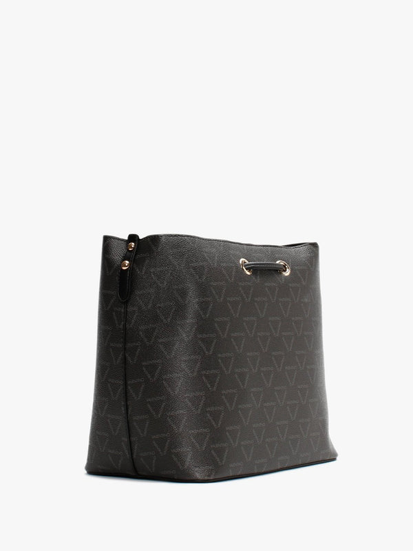 Liuto Black Repeat Logo Bucket Bag