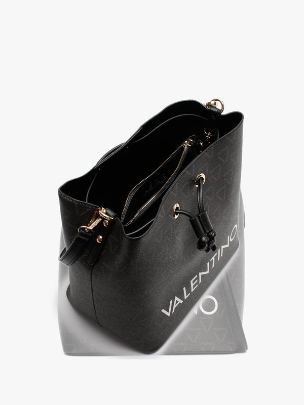 Liuto Black Repeat Logo Bucket Bag