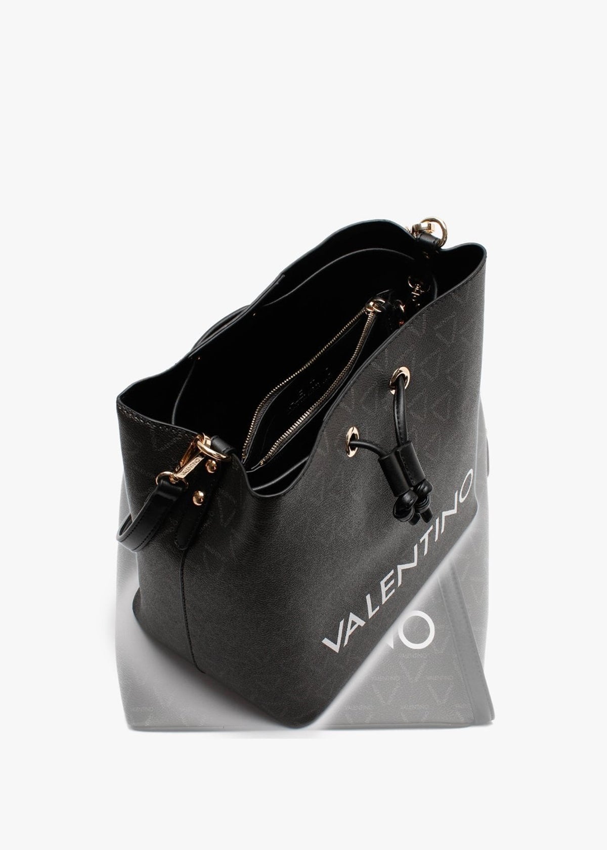 Liuto Black Repeat Logo Bucket Bag
