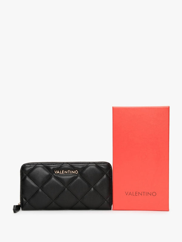 Ocarina Black Quilted Zip Around Wallet