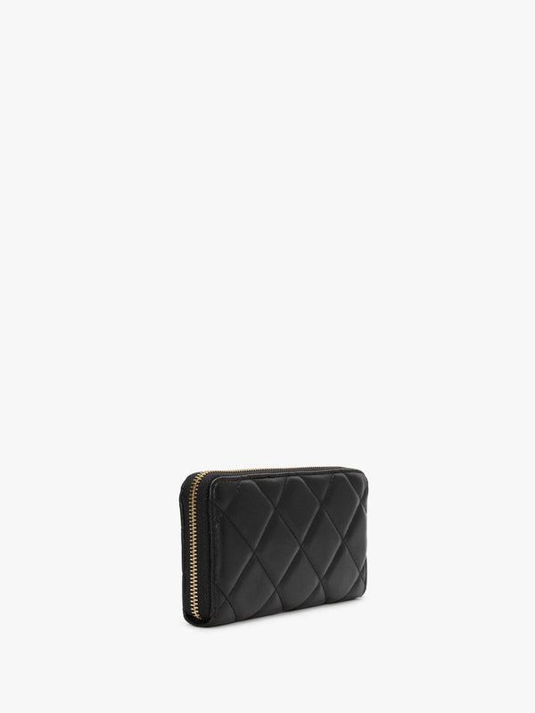 Ocarina Black Quilted Zip Around Wallet