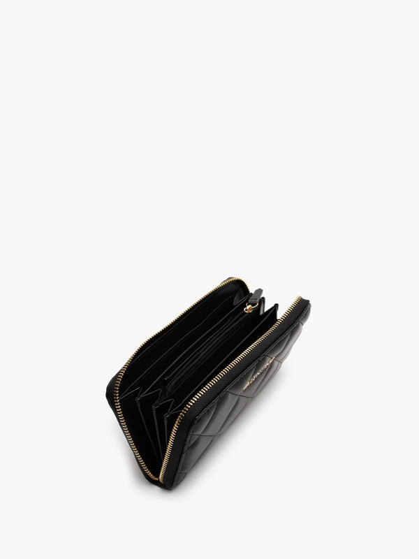 Ocarina Black Quilted Zip Around Wallet