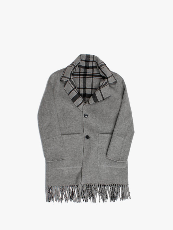 Fabienne Grey Reversible Fringed Coat