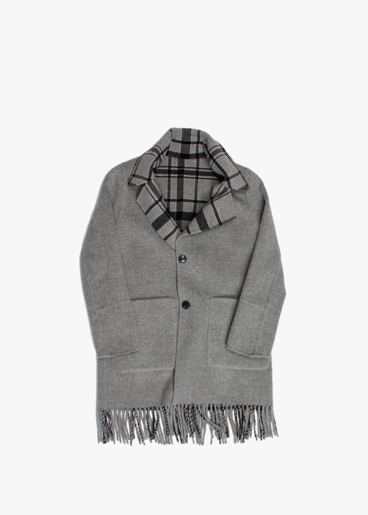 Fabienne Grey Reversible Fringed Coat