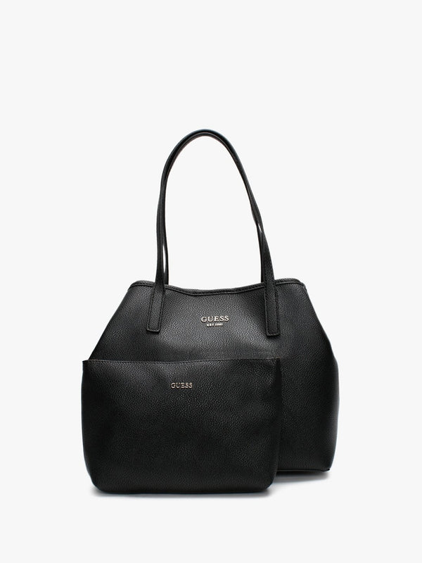 Vikky Black Pebbled Tote Bag