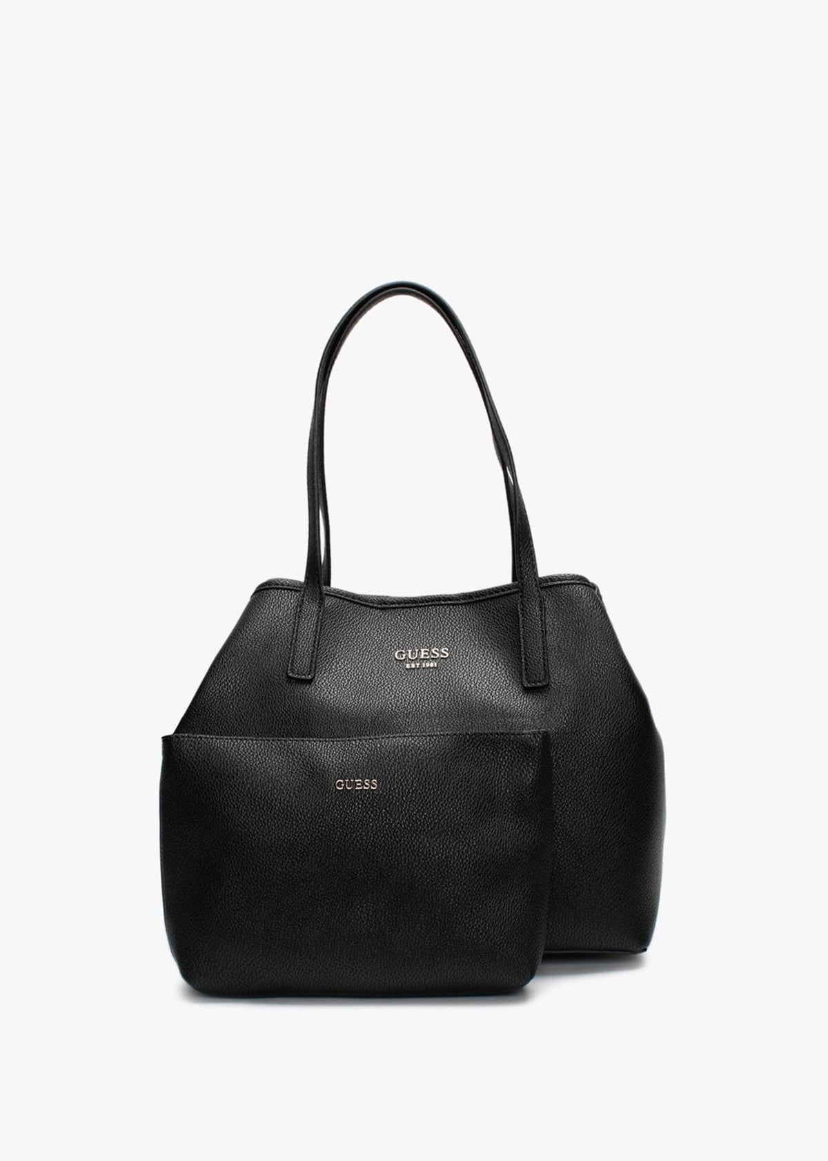 Vikky Black Pebbled Tote Bag