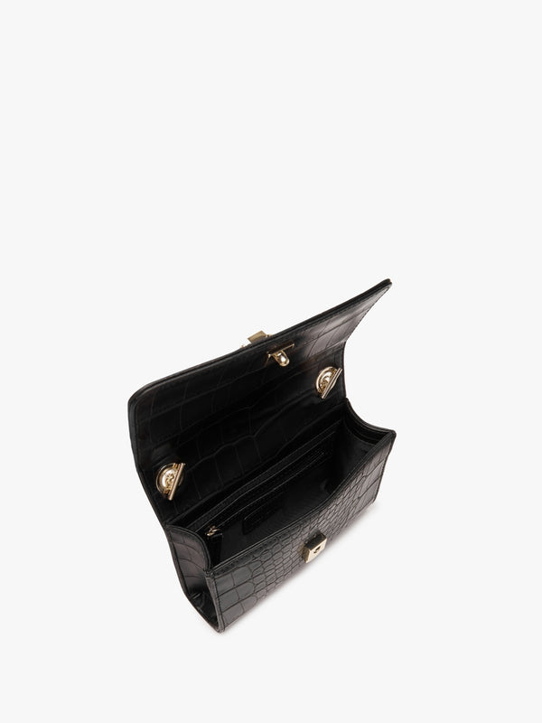Audrey Nero Moc Croc Shoulder Bag