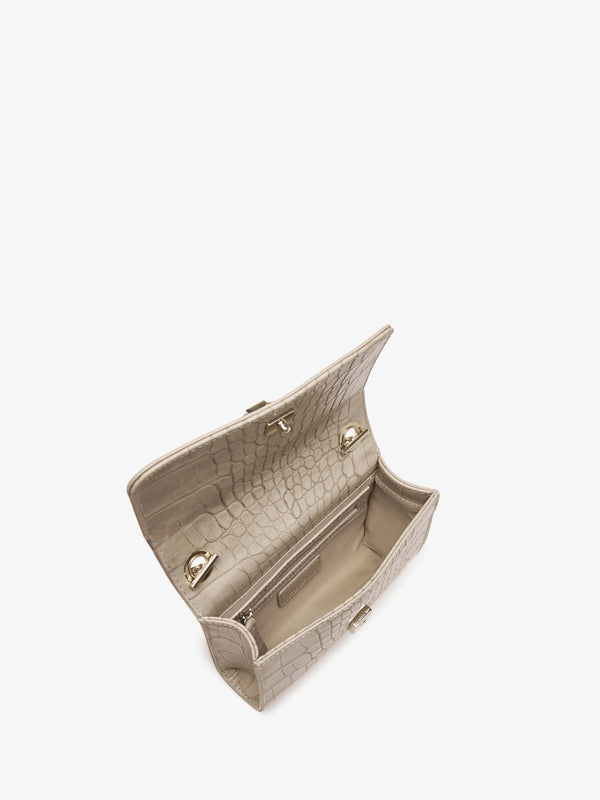 Audrey Ecru Moc Croc Shoulder Bag