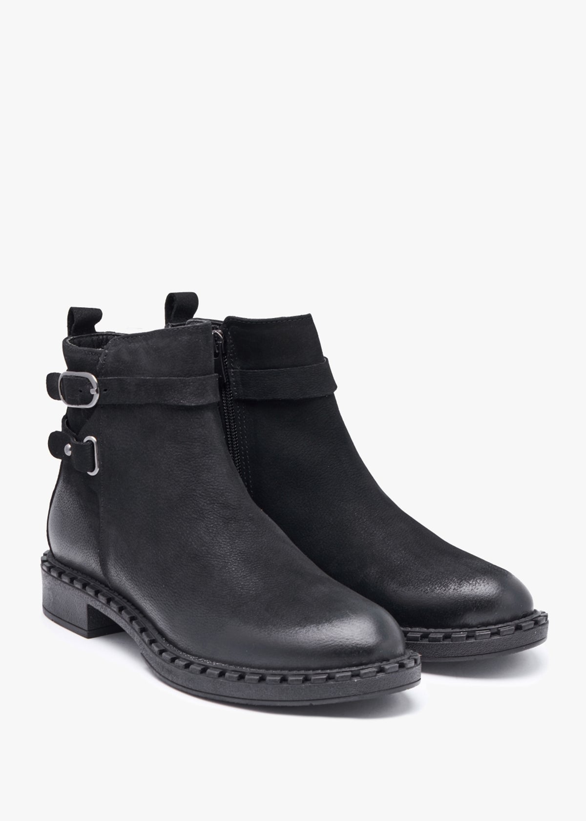 Venus Black Leather Ankle Boots