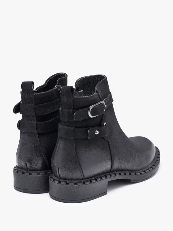 Venus Black Leather Ankle Boots