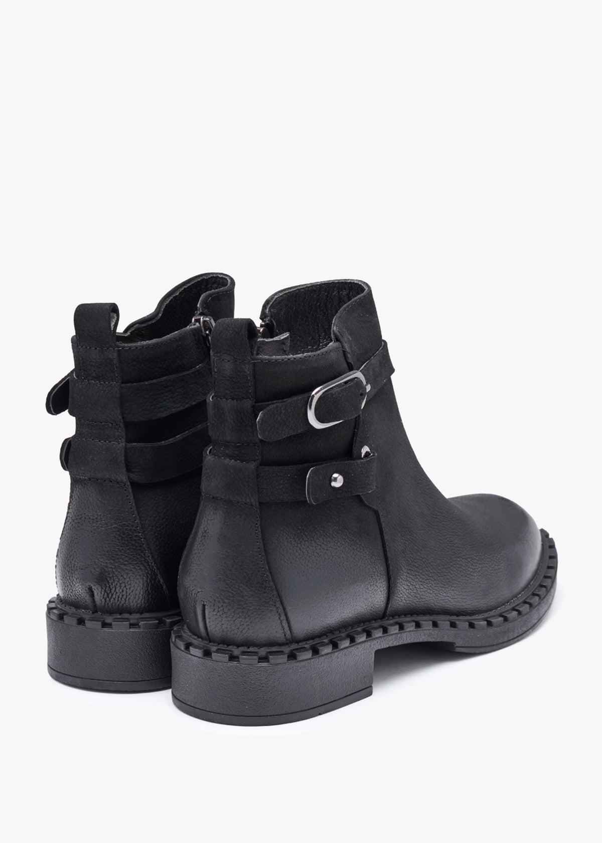 Venus Black Leather Ankle Boots