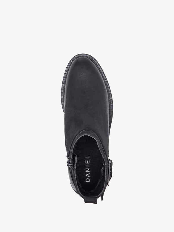 Venus Black Leather Ankle Boots