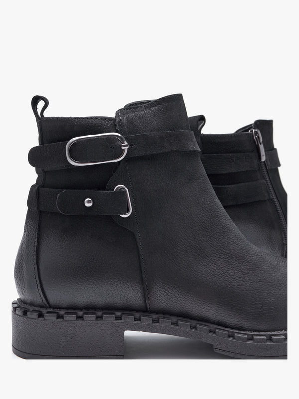 Venus Black Leather Ankle Boots