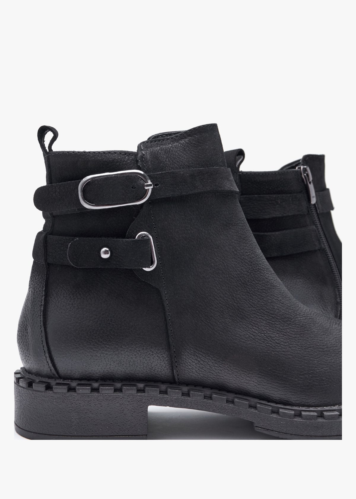 Venus Black Leather Ankle Boots