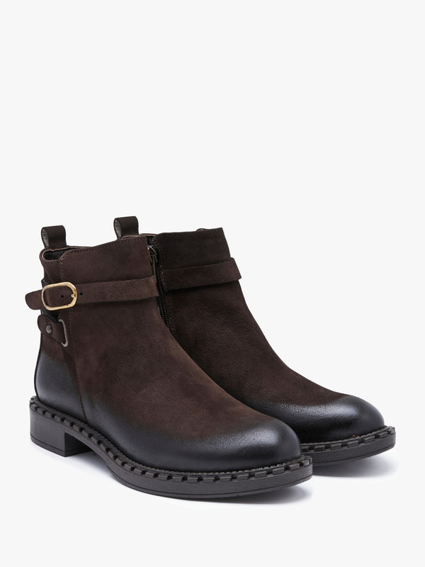 Venus Brown Leather Ankle Boots