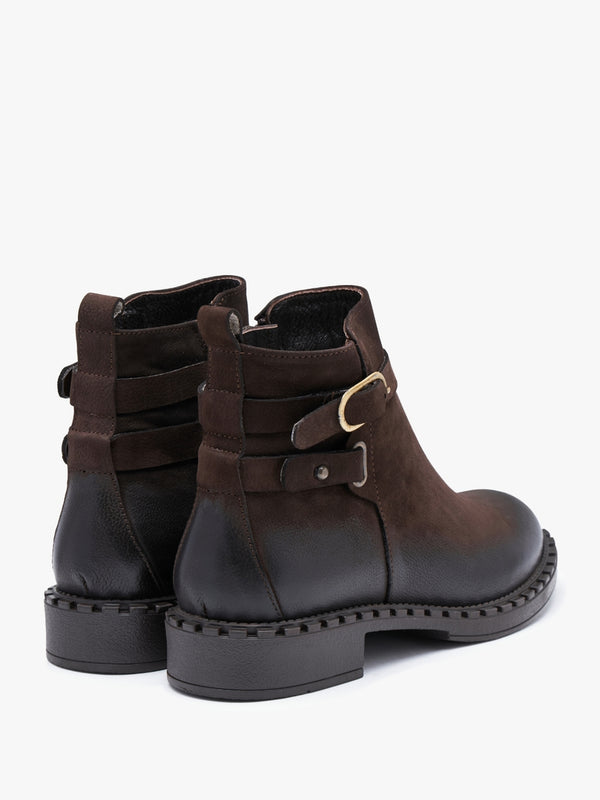Venus Brown Leather Ankle Boots