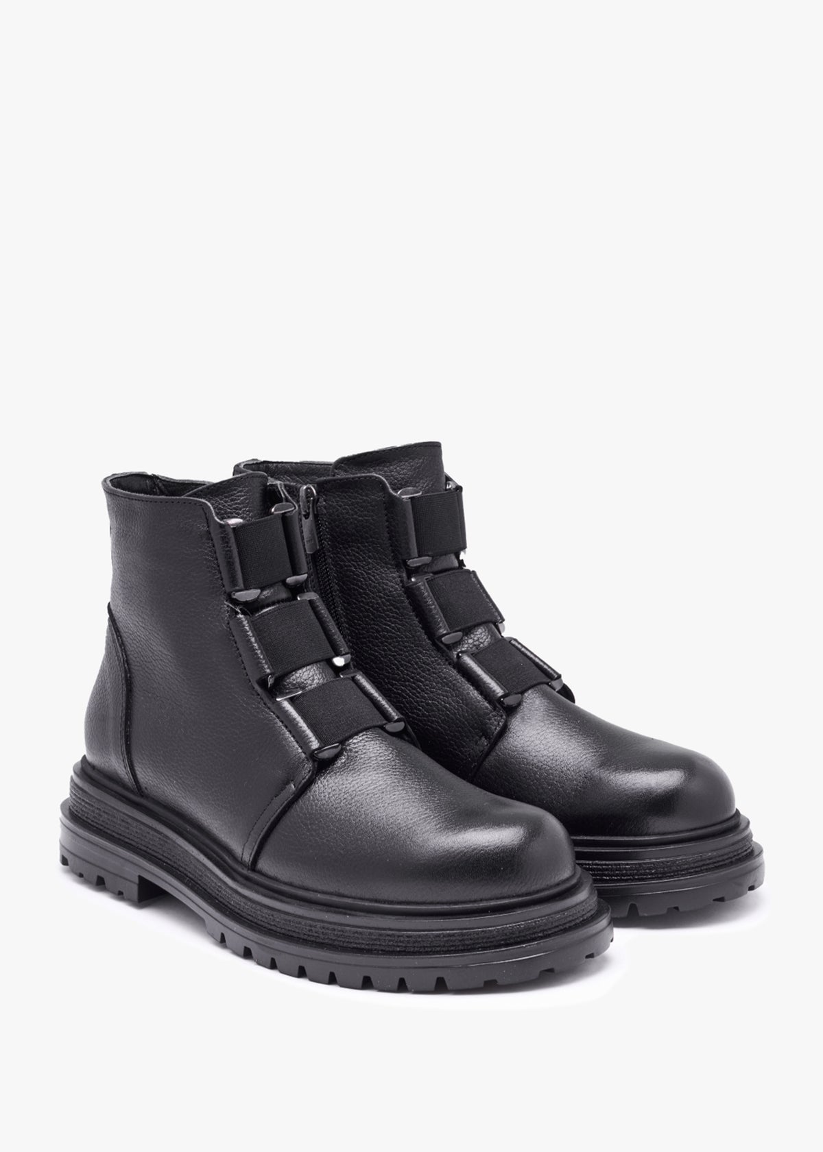 Vulcan Black Leather Ankle Boots