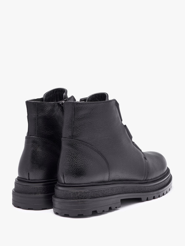Vulcan Black Leather Ankle Boots