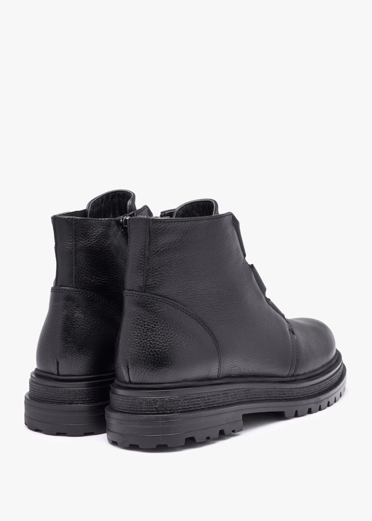 Vulcan Black Leather Ankle Boots